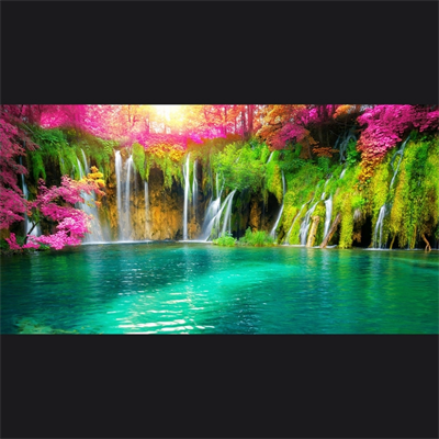 Şelale ve Göl Resmi Kanvas Tablo 60 x 120