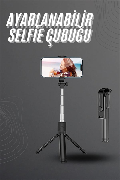 Selfie Çubuğu Tripod Bluetooth Kumandalı Selfie Çubuğu Telefon Tutucu
