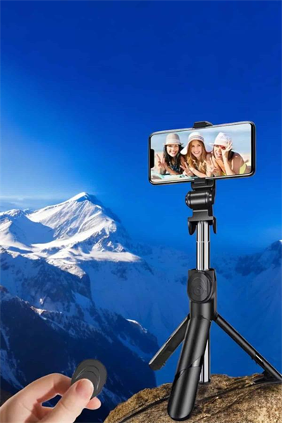Selfie Çubuğu Tripod Kumandalı Telefon Tutucu Siyah