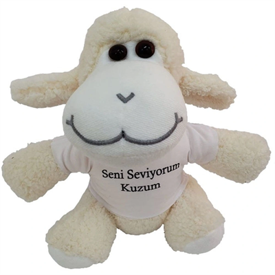 Seni Seviyorum Kuzum Tişörtlü Peluş Kuzu Oyuncak