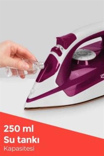 Seramik Tabanlı Kırmızı 2200 Watt Şok Buharlı Ütü