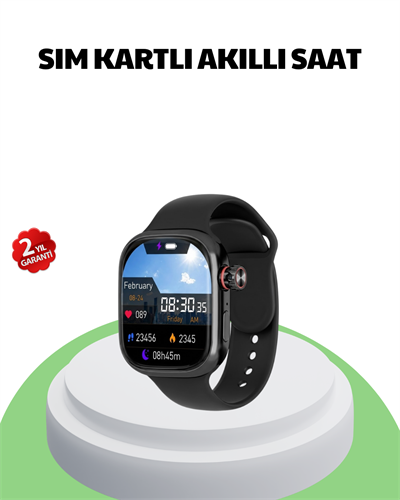 Sesli Arama Özellikli SIM Kartlı Siyah Akıllı Saat