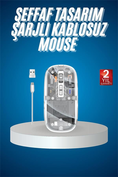 Sessiz Tıklama Çift Modlu Bluetooth Ve Alıcı Şeffaf Mouse Fare