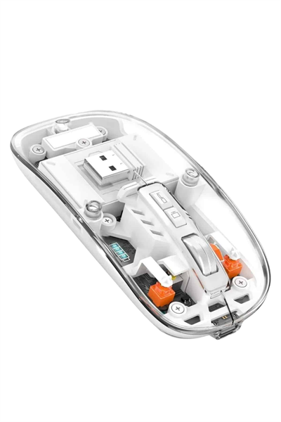 Sessiz Tıklama Çift Modlu Bluetooth Ve Alıcı Şeffaf Mouse Fare