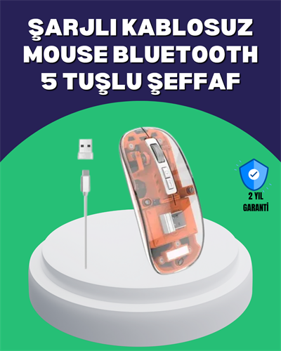Sessiz ve Ergonomik Kablosuz Fare - 30 Gün Kullanım, 2 Modlu Bağlantı