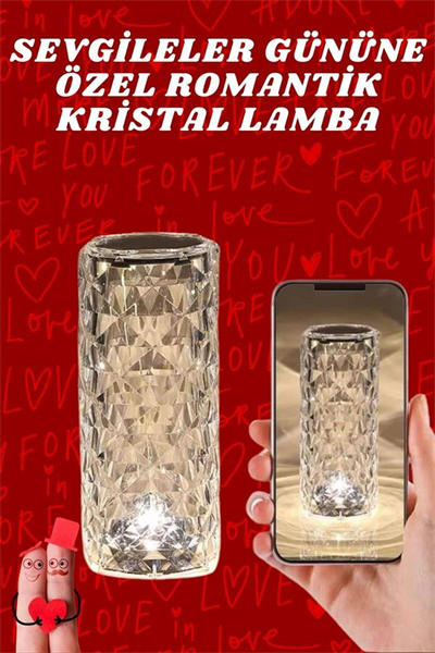 Sevgililer Günü İçin Hediye Kristal Lamba Sevgiliye Hediye USB Şarjlı Gece Lambası
