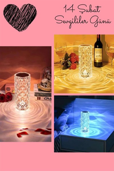 Sevgililer Gününe Özel Romantik Kristal Gece Lambası Sevgiliye Hediye