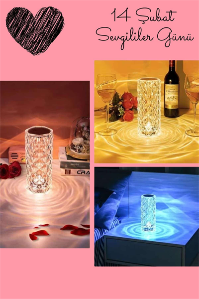 Sevgililer Gününe Özel Romantik Kristal Gece Lambası Sevgiliye Hediye