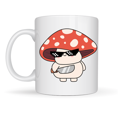 Sevimli Cool Mantar Tasarımlı Porselen Kupa MODEL 87 – Eğlenceli Karakter Desenli Kahve & Çay Kupası – Hediye Fikirli Kupa