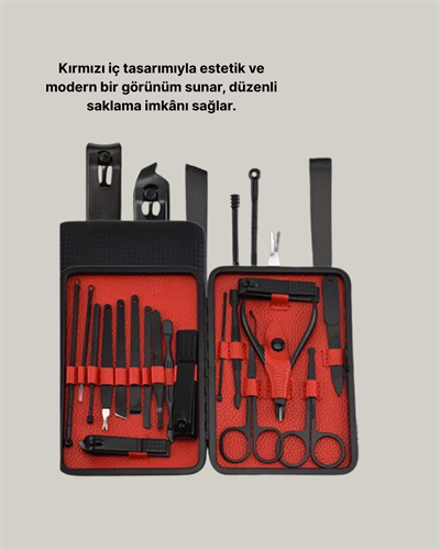Şık Kutu Tasarımlı 17 Parça Manikür Pedikür Seti Dayanıklı ve Hijyenik