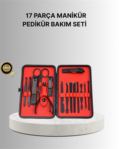 Şık Kutu Tasarımlı 17 Parça Manikür Pedikür Seti Dayanıklı ve Hijyenik