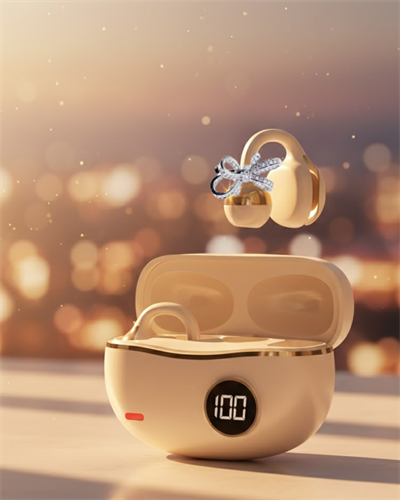 Şık ve Taşınabilir Bluetooth Kulaklık Gün Boyu Kullanım 2 Kurdele Küpe Hediyeli