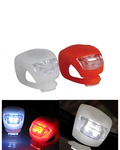 Silikon Bisiklet Işığı Kırmızı Beyaz LED Ön Arka Lamba Seti