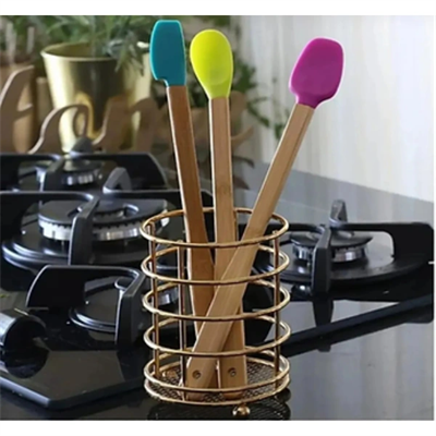 Silikon Uçlu Isıya Dayanıklı Bambu Spatula 3lü Set