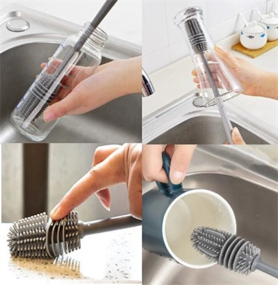 Silikon Uzun Saplı Kavanoz Yıkama Fırçası