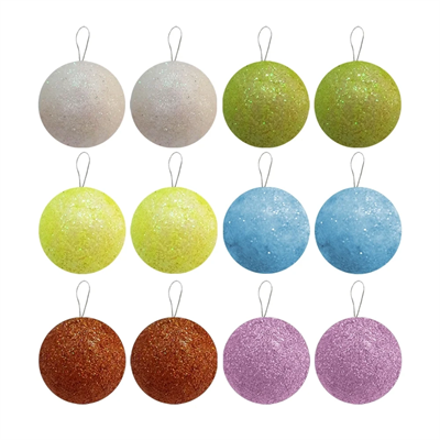 Simli Asorti Ağaç Süsleme Topları 12li - 3cm -
