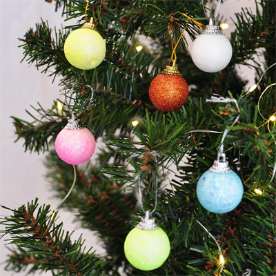 Simli Asorti Ağaç Süsleme Topları 12li - 3cm -
