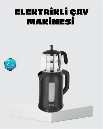 Sinbo Elektrikli Çay Makinesi 1.7 L Su Isıtıcı ve Cam Demlikli Güvenli Kullanım