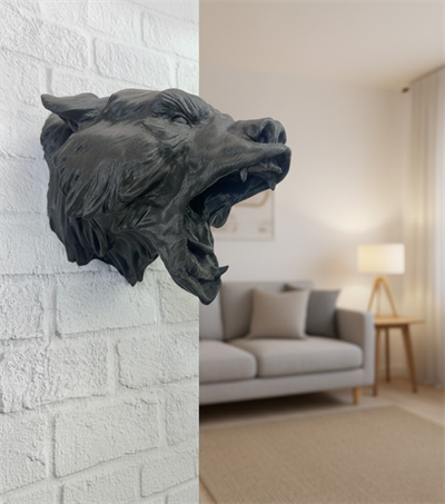 Siyah Ayı Figürü Duvar Dekoru Asılabilir Hediyelik Heykel 25x19 cm