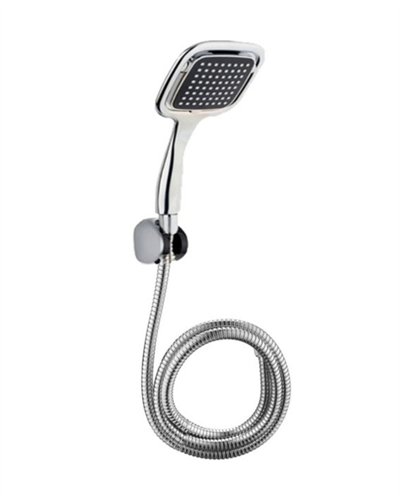 Siyah Duş Seti El Duşu Başlığı Spiral Hortum ve Duvar Askısı Banyo Duş Seti