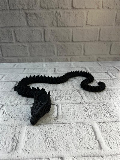 Siyah Hareketli Ejderha Figürü Esnek Gövdeli Dekoratif Tasarım 60 cm