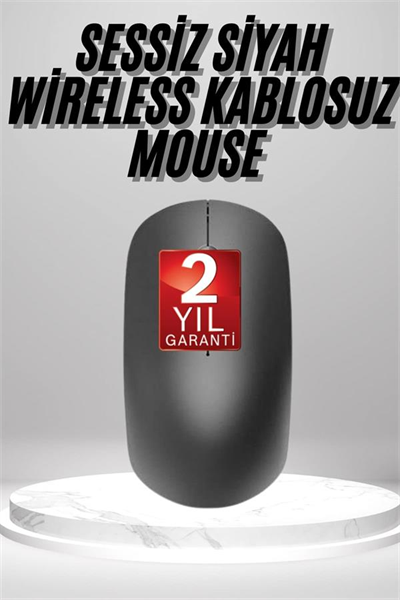Siyah Kablosuz Mouse Wireless Mouse Minimal Tasarım