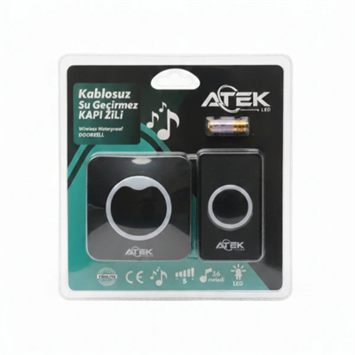 Siyah Kablosuz Su Geçirmez Kapı Zili