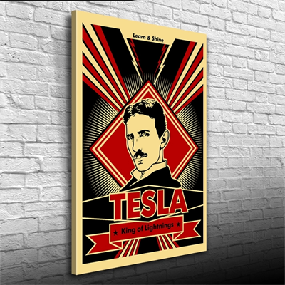 Siyah Kırmızı Tesla Posteri Kanvas Tablo 50 x 70