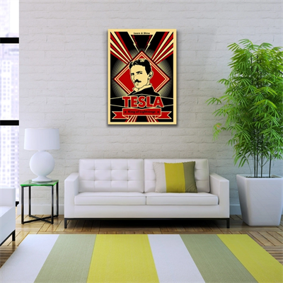 Siyah Kırmızı Tesla Posteri Kanvas Tablo 50 x 70