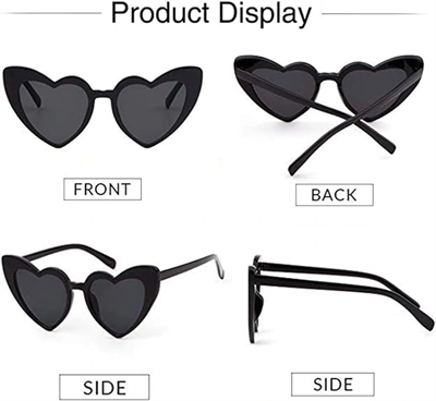 Siyah Renk Kalp Şekilli Parti Gözlüğü