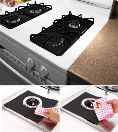 Siyah Renk Ocak Koruyucu Folyo Yanmaz Yapışmaz 4lü Set