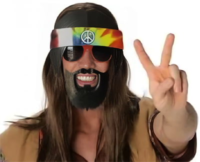 Siyah Saçlı Bandana Hippi Parti Gözlüğü