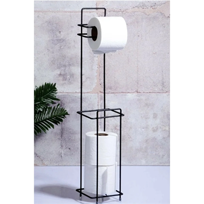 Siyah Standlı Yedek Hazneli Tuvalet Kağıtlığı