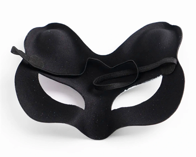 Siyah Süet Gümüş Mavi Simli Kedi Maskesi