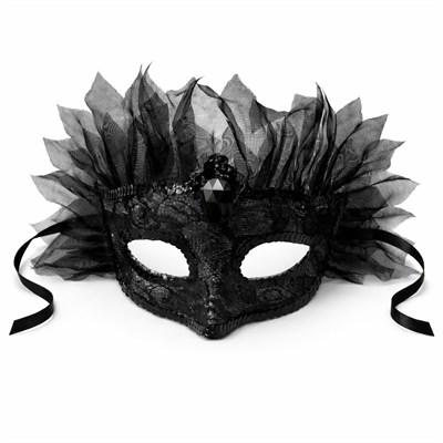 Siyah Taşlı Venedik Maskesi Lüks Tüllü Parti Maskesi