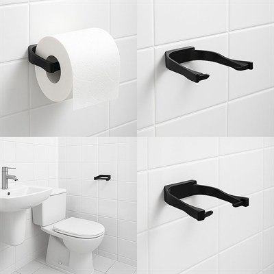 Siyah Tuvalet Kağıdı Tutucu Mat Kaplama Banyo Peçetelik