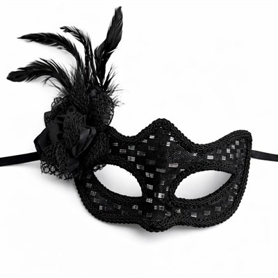 Siyah Tüylü Balo Maskesi Kadın Parti Aksesuarı