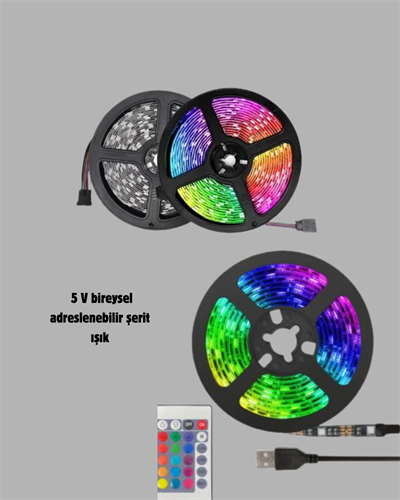 Smart Şerit LED Işık – Uzaktan Kumandalı, USB Girişli, Müzik Modlu