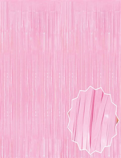 Soft Pembe Püsküllü Kapı Perdesi - Parti, Baby Shower, Cinsiyet Partisi 1x2 m