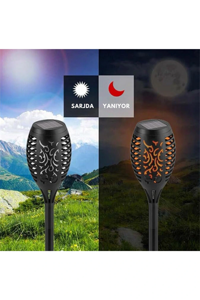 Solar Alev Efektli Bahçe Lambası