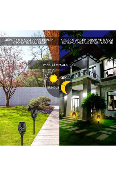 Solar Alev Efektli Bahçe Lambası
