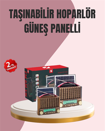 Solar Panel Şarjlı Taşınabilir Radyo Bluetooth Hoparlör Müzik Kutusu