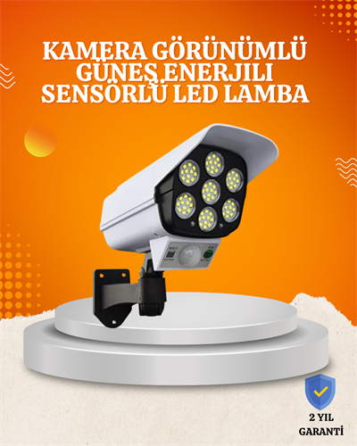 Solar Şarjlı Hareket Sensörlü LED Dış Mekan Lambası Kamera Tasarımlı Güvenlik Işığı