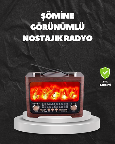 Solar Şarjlı Şömine Işıklı Bluetooth Hoparlör – Radyo, USB, TF Kart Destekli