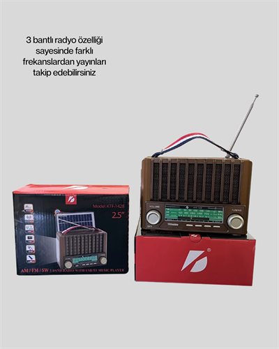 Solar Şarjlı Taşınabilir Radyo Bluetooth Hoparlör USB SD Destekli