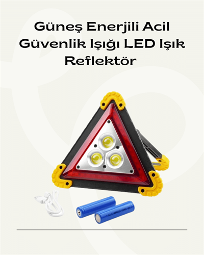 Solar Şarjlı Üçgen LED Park ve İkaz Lambası