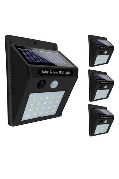 Solar Sensörlü Duvar Lambası Bahçe Lamba 20 Led Işık