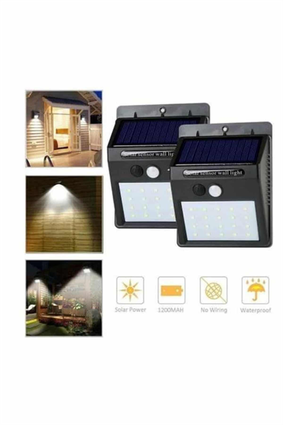 Solar Sensörlü Duvar Lambası Bahçe Lamba 20 Led Işık