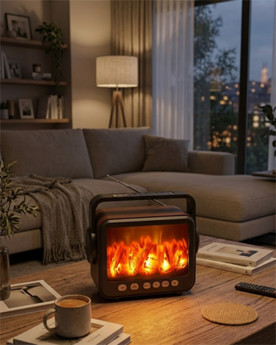 Şömine Efektli Bluetooth Hoparlör FM Radyo USB TF Kart Destekli Kablosuz Müzik Çalar