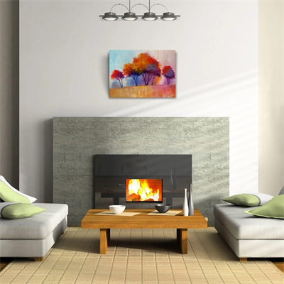 Sonbaharda Kızıla Çalan Ağaçlar Yağlıboya Kanvas Tablo 50 x 70